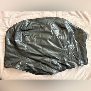 Black faux leather tube top.